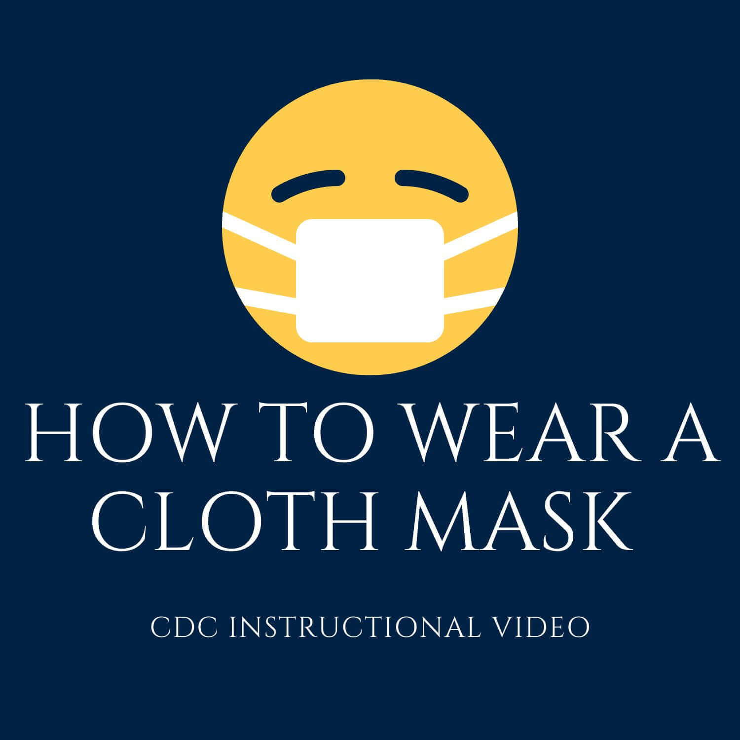How to Wear a Cloth Mask Vector Image for Button Link to CDC Instructional Video
