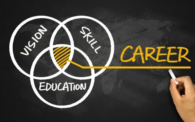 Vision, skill, education career graphic