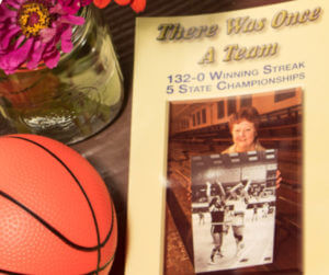 Photo of the book There Once was a Team with basketball and flowers.