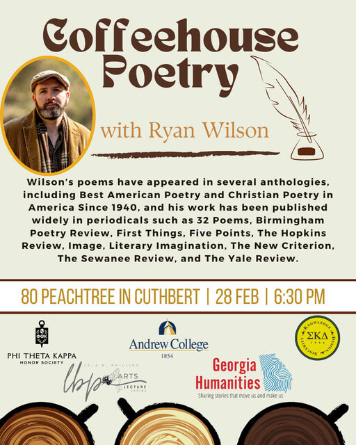 Coffeehouse Poetry with Ryan Wilson at 80 Peachtree on February 28at 6:30 pm